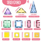 BBMVP Magnetic Building Tiles 120 PCS Magnets Stacking Kids Toys STEM Sensory Games Educational Construction Toys Christmas Toy Gift for Boys and Girls 3 4 5 6 7 8 9+Year Old