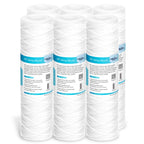 Membrane Solutions 5 Micron 10"x2.5" String Wound Whole House Water Filter Replacement Cartridge Universal Sediment Filters for Well Water - 6 Pack