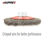 AUPREX 5 Pack 4 Inch Coarse Crimped Wire Wheel Brush for Angle Grinder with 5/8 Inch-11 Threaded Arbor - 0.014 Inch Carbon Steel Wire -Light Duty Conditioning for Metals