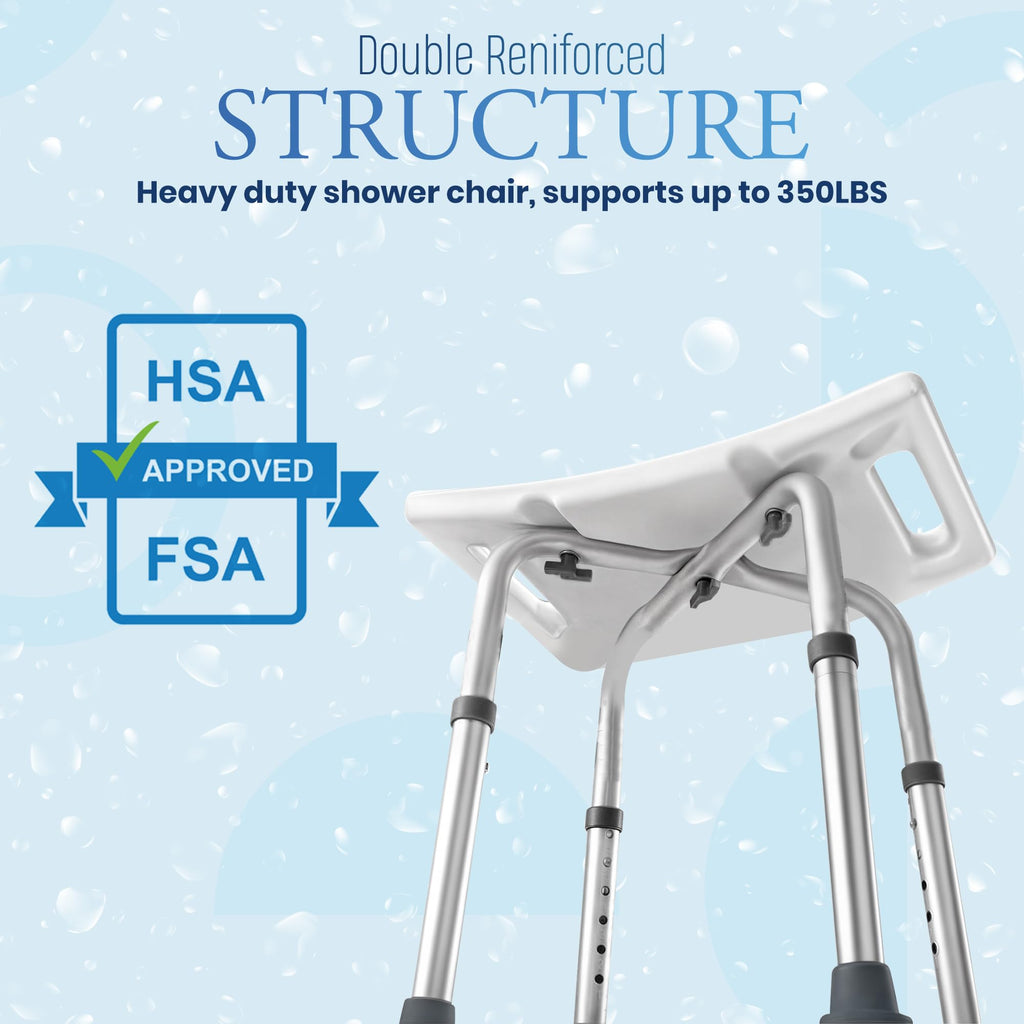 Dr.Kays Shower Chair for Inside Bathroom 350 lbs Shower Stool with Adjustable Height, Portable Heavy-Duty Bath Bench Padded Seat for Inside Tub Bathroom Chair for Elderly and Disabled FSA/HSA Eligible