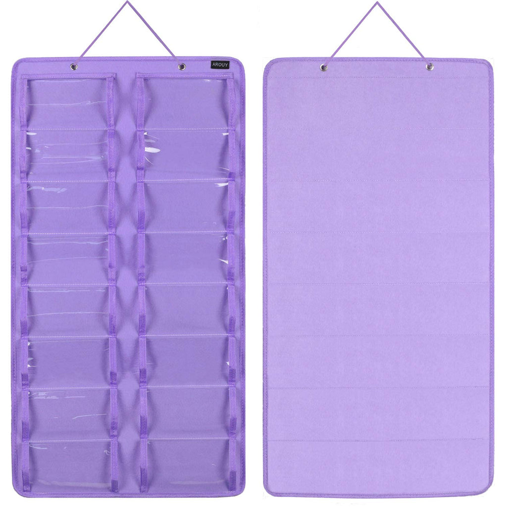 AROUY Sunglasses Organizer Storage, Hanging Dust Proof Wall Pocket Glasses Organizer - 16 Felt Slots Sunglass Organizer Holder with Metal Hook and Sturdy Rope (Dust Proof, Purple)