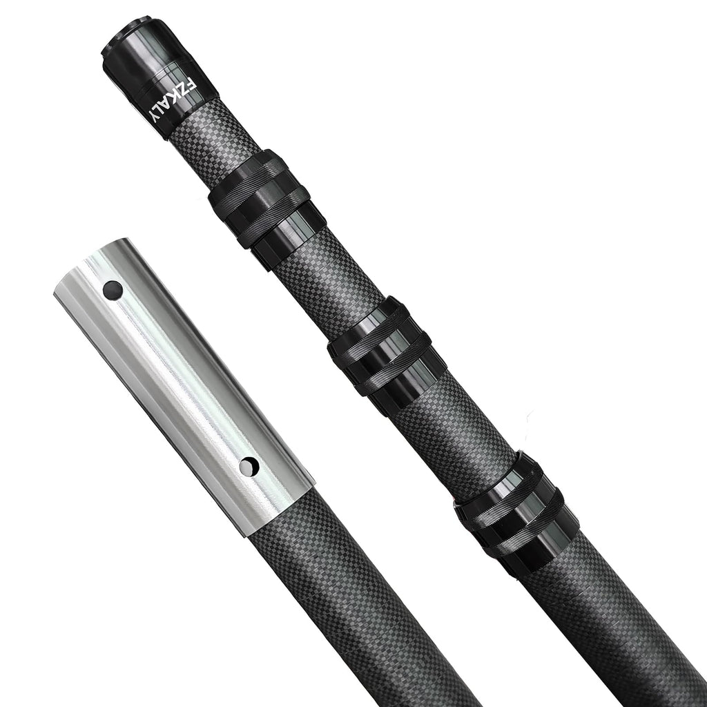 Fzkaly Carbon Fiber Pool Pole, Professional 15 FT Telescoping Swimming Pool Cleaning Pole 4.6 to 15 FT, Ultra-Lightweight 4-Section Adjustable Skimmer Pole for Nets, Brushes, Vacuums – Rustproof