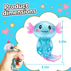 2 Pcs Axolotl Squishy Stress Relief Toy, Stretchy Axolotls Stress Soft Squeeze Sensory Fidget Toys for Kids Adults, Cute Axolotls Squishies Party Favors Classroom (BluePink)