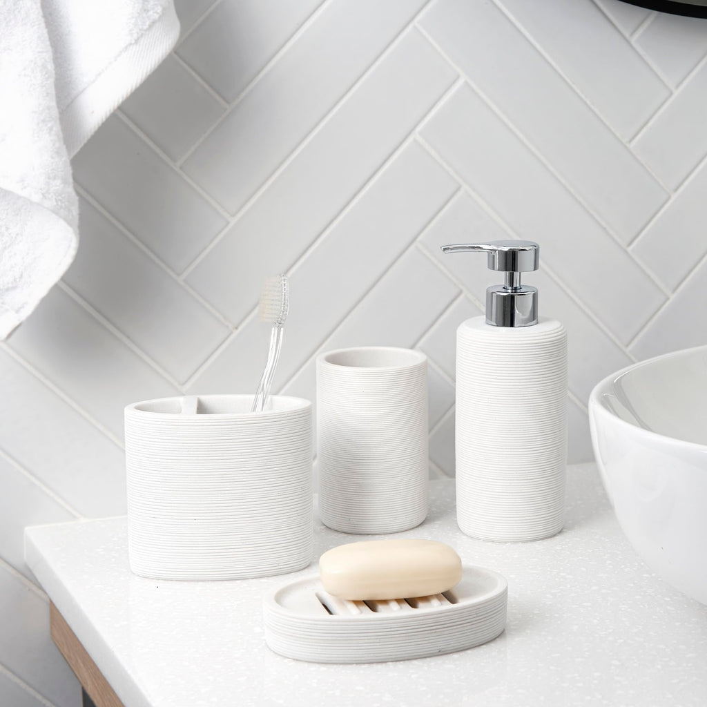 Allure Home Creation Huron Resin Sandstone 4-Pc Bathroom Accessory Set