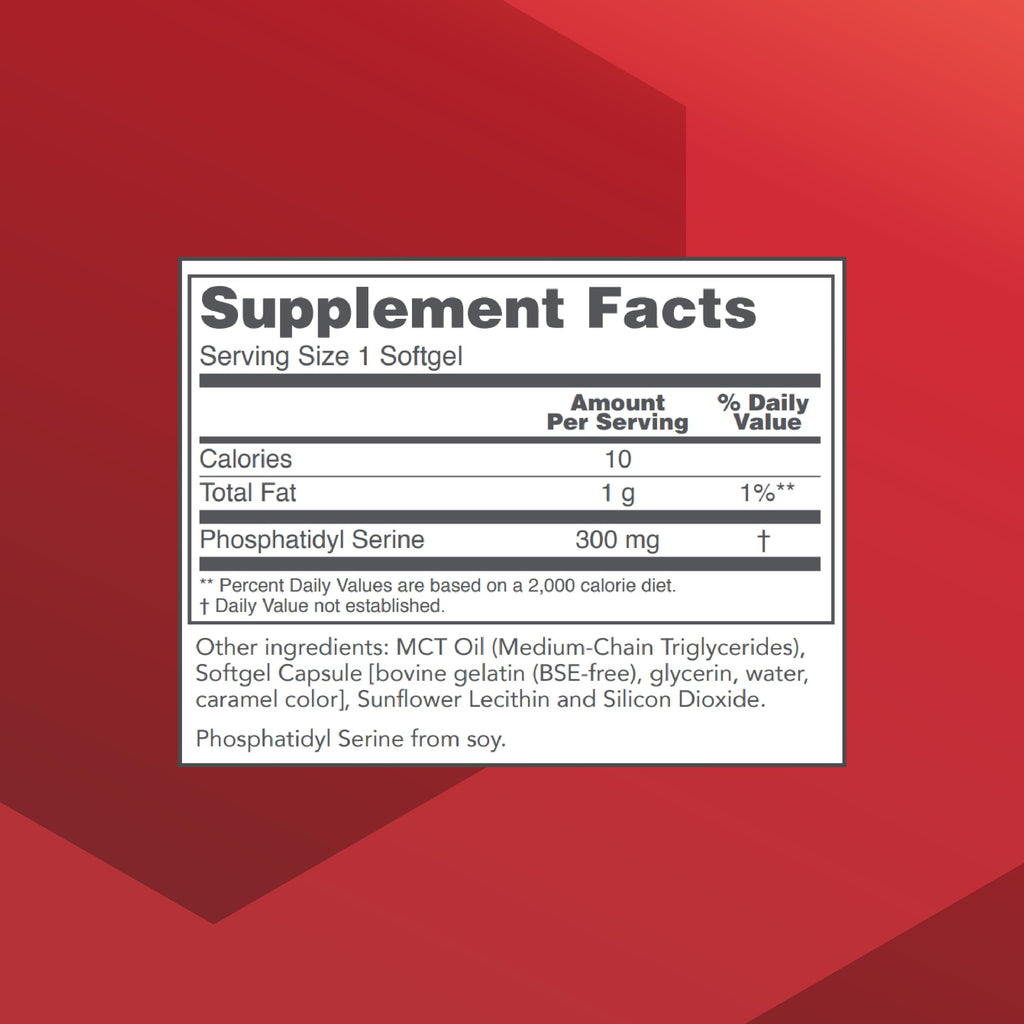 PROTOCOL FOR LIFE BALANCE Phosphatidylserine 300mg - Supports Brain Functions & Memory Health* - Phosphatidylserine Supplement - Keto Friendly & Egg Free - 50 Softgels