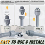 Feotech Liquid-Tight Conduit and Connector Kit - 3/4 Inch 50 FT Non Metallic Liquid Tight Electrical Conduit with 5 Straight and 5 Angle Fittings