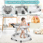 HolyBase Music and Lights Baby Walker Foldable with 9 Adjustable Heights, Baby Walker with Wheels Portable, Infant Toddler Walker for Baby Boy Girls 6-18 Months