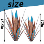 Jesokiibo Tequila Rustic Sculpture DIY Metal Agave Plant Home Decor Rustic Hand Painted Metal Agave Garden Ornaments Outdoor Decor Figurines Home Yard Decorations Stakes Lawn Ornaments (Blue 4PCS)