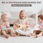 Vanplay Pink Guitar Set for Toddler Girl Toys 2-3 Year Old Birthday Gifts