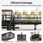 Expandable Dish Drying Rack for Kitchen Counter, Stainless Steel, Black