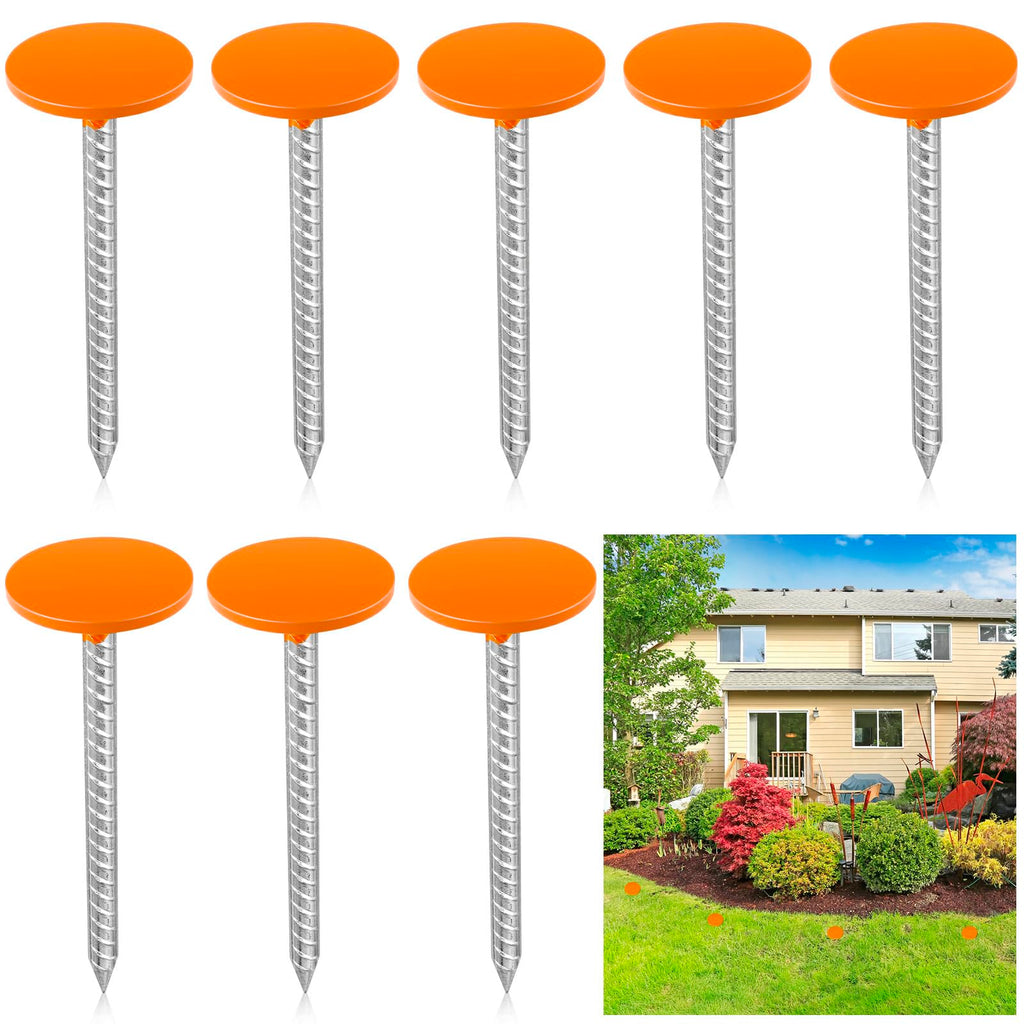 Silkfly 8 Pack,8 Inch Galvanized Rebar Survey Marker 0.75 LB,Orange