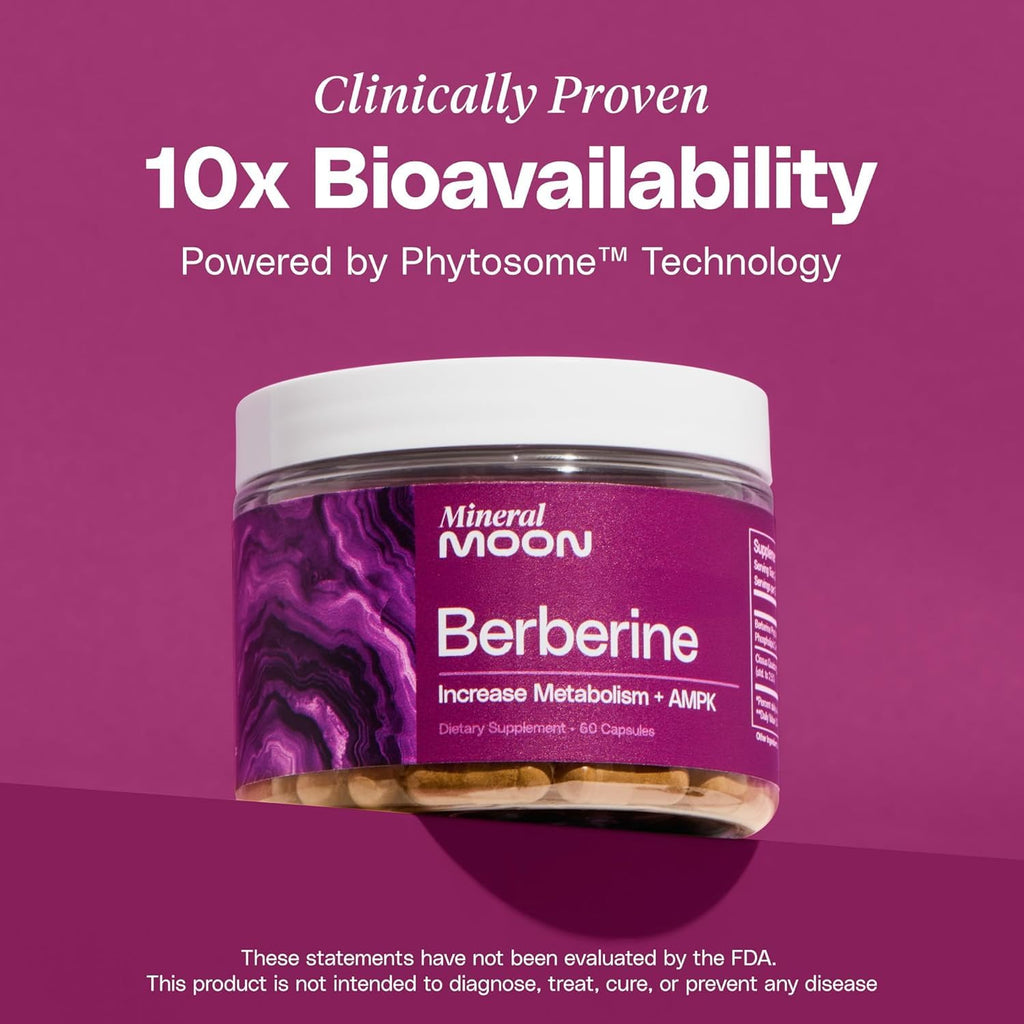 Mineral Moon Premium Berberine Supplement Body Composition, 60 Capsules - with Cissus Quadrangularis & Berberine Phytosome - Supports Overall Wellness