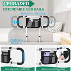Bed Rails for Elderly Adults Safety - Extended Bed Assist Rail for Seniors - Adjustable Beds Side Rails Handle Support Bar Bed Guard with Storage Bag & Fixing Strap, Fit King Queen Full Twin Beds