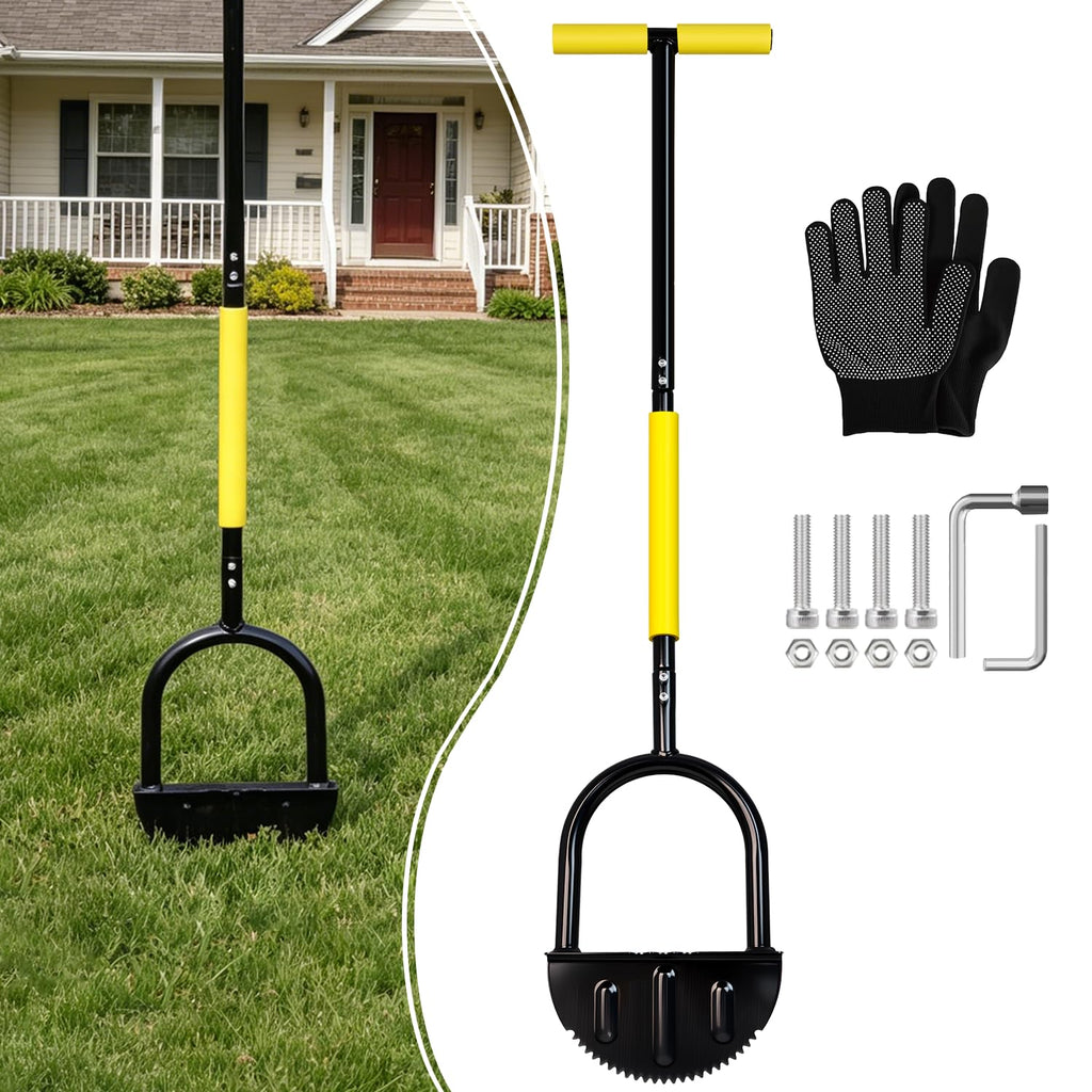 BCJCLTS 43-Inch Edger Lawn Tool, Heavy Duty Lawn Edger, Half Moon Steel Saw-Tooth Blade with Wide Footplate & Ergonomic T-Grip Handle, Manual Border Grass Edger for Lawn, Sidewalk & Garden Landscaping
