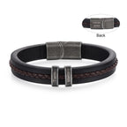 Personalized Custom Name Bracelets for Men - Mens Leather Bracelet with 2-5 Kids Names Customized Gifts for Dad Husband Son (2 names)