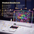 LED Drawing Board for Kids Girls - 16" Rechargeable Light Up Glow Pad with 15 Light Effects & 12 Markers,Display Booths,Erasable Doodle Board Art Crafts Kit, Birthday Gifts for Girls Boys Ages 3-12