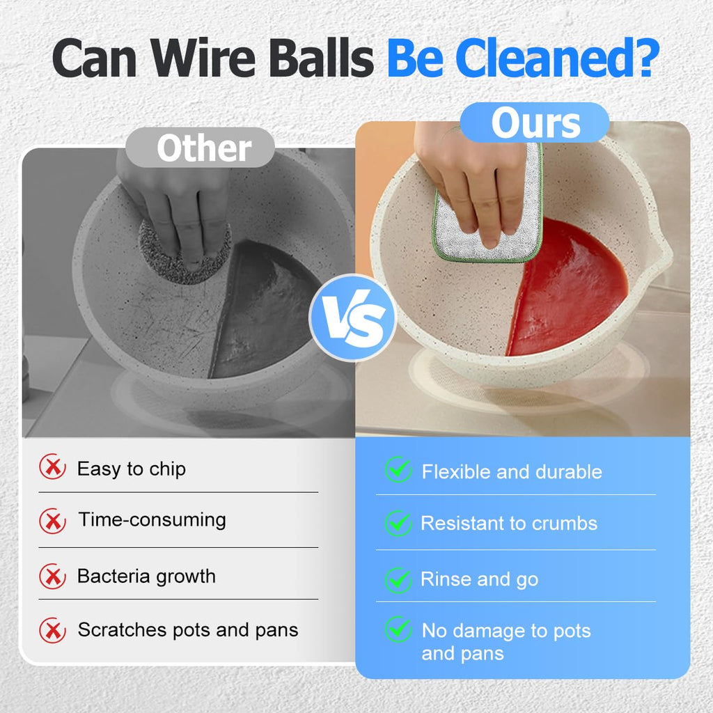 QITELL Multipurpose Steel Wire Cleaning Cloth - Double-Sided Scrub Rag for Kitchen Pots Pans Wet Dry (15)