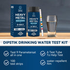9 Way Heavy Metals Water Test Strips, 100ct Home Water Testing Kit for Iron, Mercury, Copper, Lead, Chromium, Magnesium, Cadmium, Calcium,Zinc