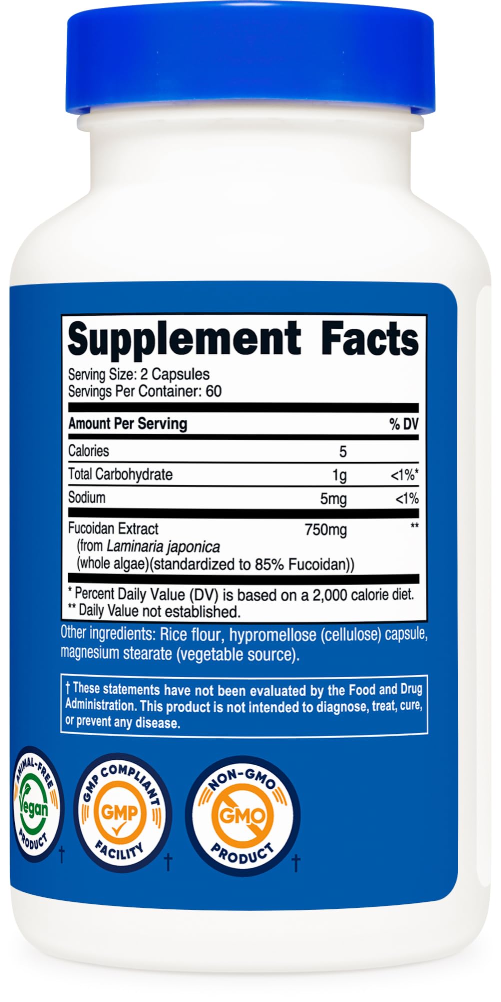 Nutricost Fucoidan (750mg) 120 Capsules - Vegan, GMO-Free, 60 Servings