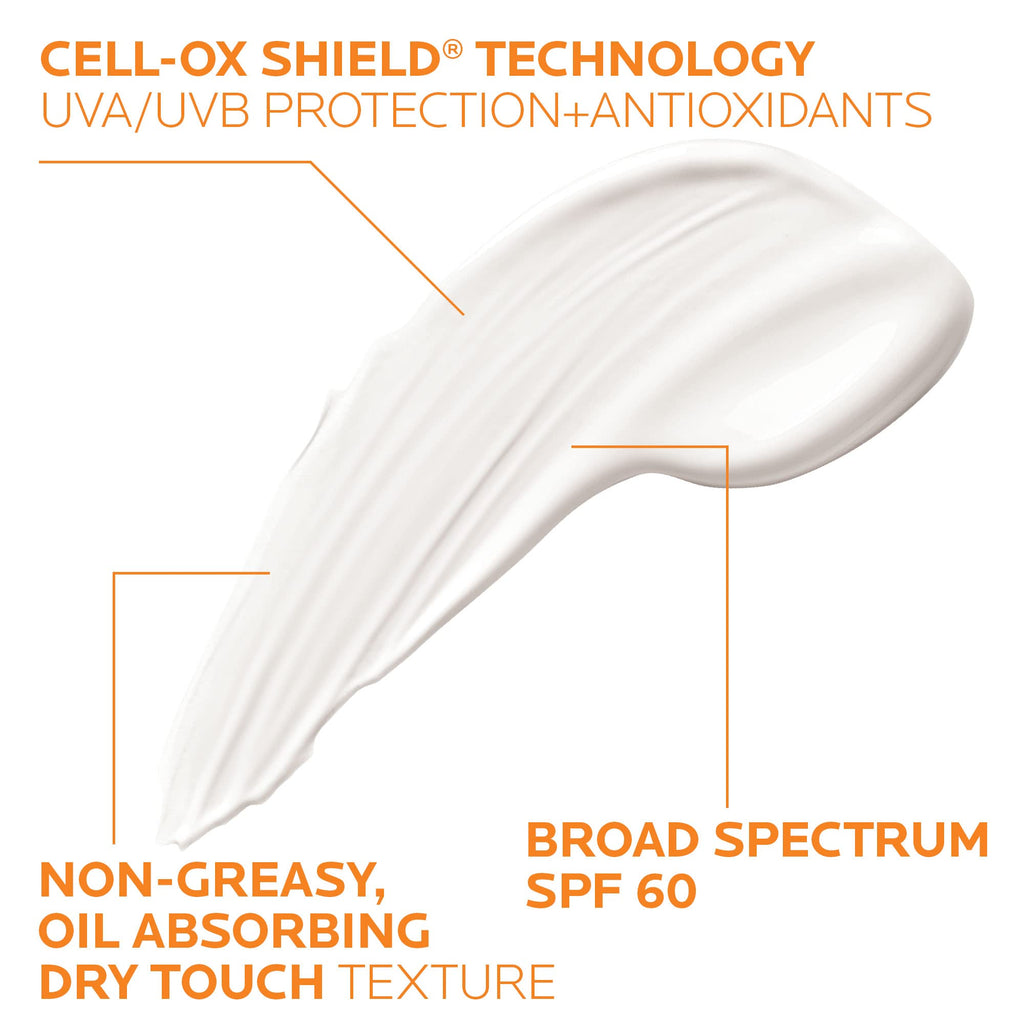 La Roche-Posay Anthelios Clear Skin Sunscreen Dry Touch SPF 60, Oil Free Sunscreen For Face, Oil Absorbing, Broad Spectrum SPF + Antioxidants, Non-Greasy, Oxybenzone Free, Travel Size