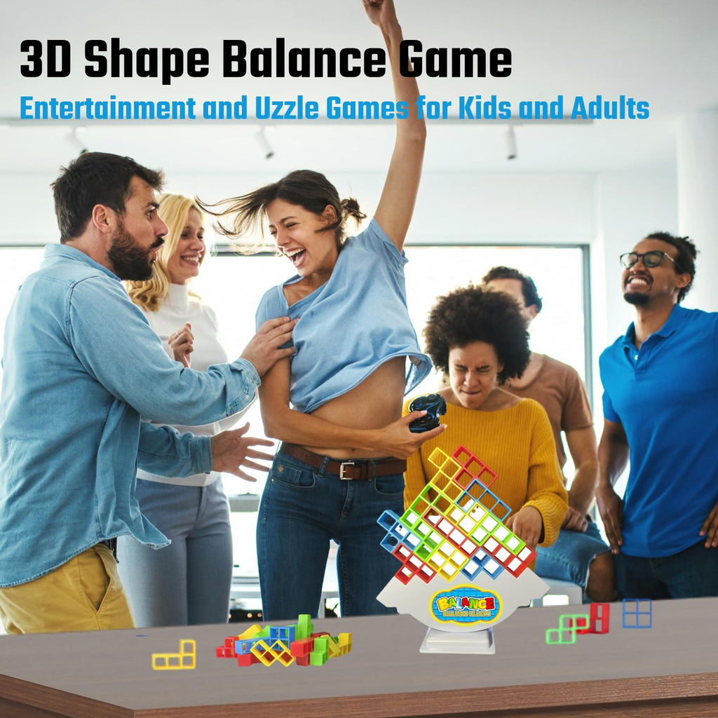 Gdaytao 64 Pcs Stacking Tower Game with 22 Cards, Balance Building Blocks