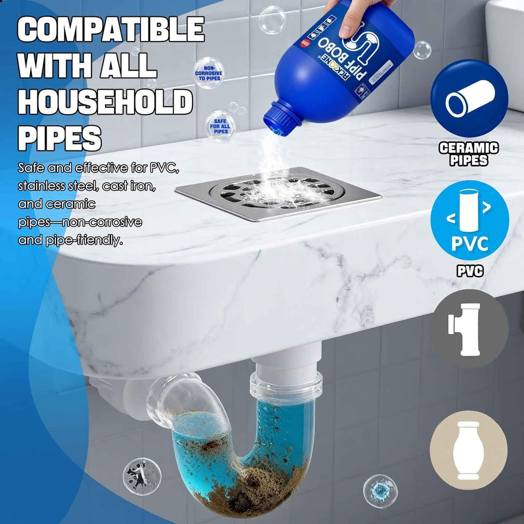 Pipe Bobo Drain Cleaner, Professional Strength Pipe Dredging Formula for Kitchen Sinks, Shower Drains, Tubs, Dissolves Blockages (3Pcs)