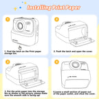 Kids Instant Digital Cameras for Boys and Girls, 1080P HD Dual-Lens Selfie Digital Camera with Print Paper & TF Card, Christmas Birthday Gifts Toys for Toddler and Teenagers Age 3-16 Years Old