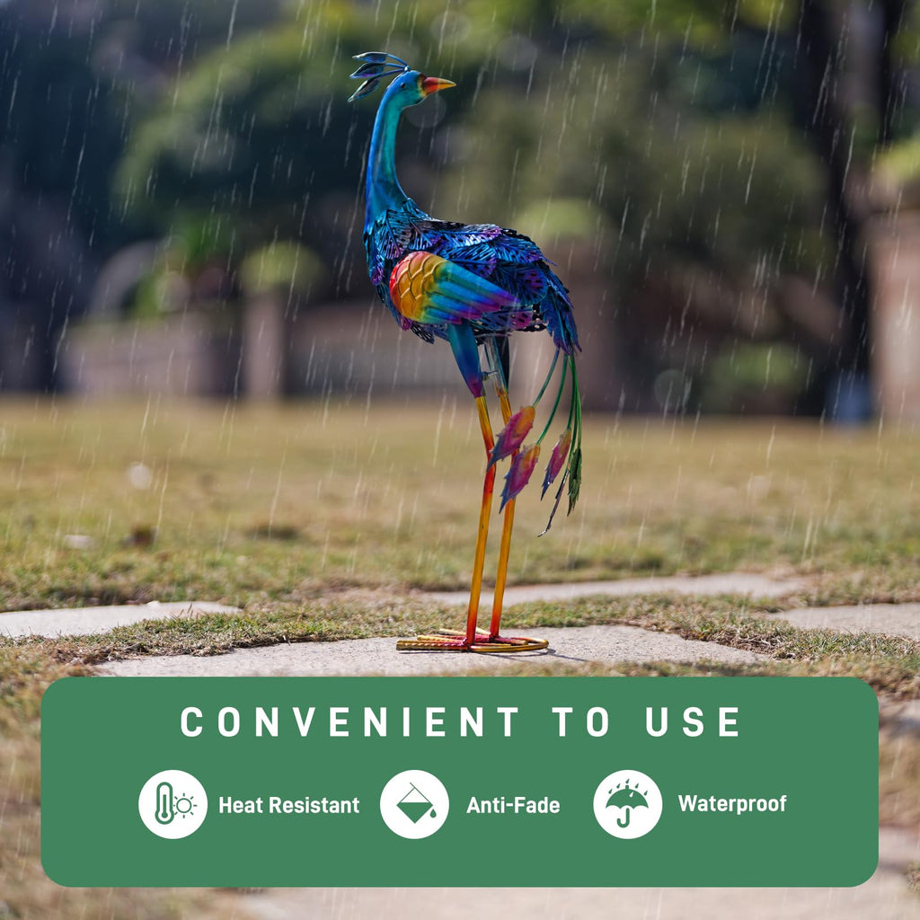 dreamskip Metal Peacock Garden Decor Outdoor Statue, Peacock Yard Art Sculptures Outside Decoration for Home Patio Lawn Backyard, Gift for Women Moms Grandma