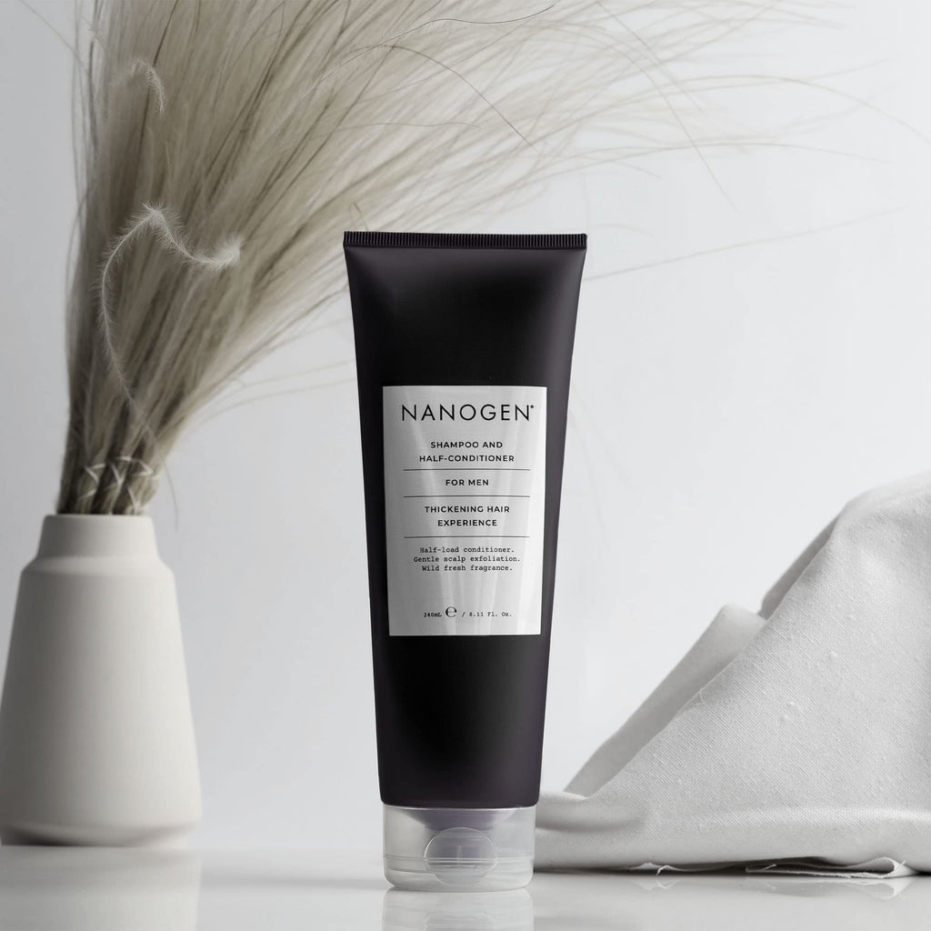 Nanogen Thickening Shampoo and Half Conditioner for Men 240ml - Sensitive, deep cleansing with Salicylic acid and Hair Growth Ingredients to encourage hair growth. Can use with Minoxidil treatment.