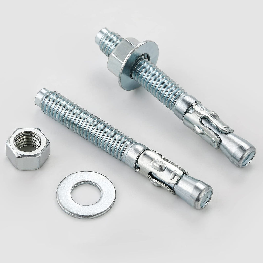 Wensilon 5/16x4" 10Pcs Inch Standard Fasteners for Heavy-Duty Zinc Wedge Anchors for Cement and Concrete