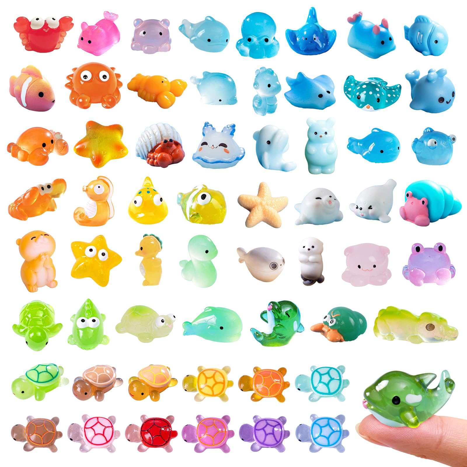 Zerobe Miniature Resin Animal Sets: Tiny Collectible Figurine Bulk Pack (Ocean Animals)