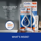 CorDx Flu A/B & COVID-19, At Home 3-in-1 Rapid Test Kit, 2 Tests