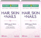 Nature's Bounty Optimal Solutions Hair, Skin & Nails Formula, 120 Coated Caplets (2 X 60 Count)