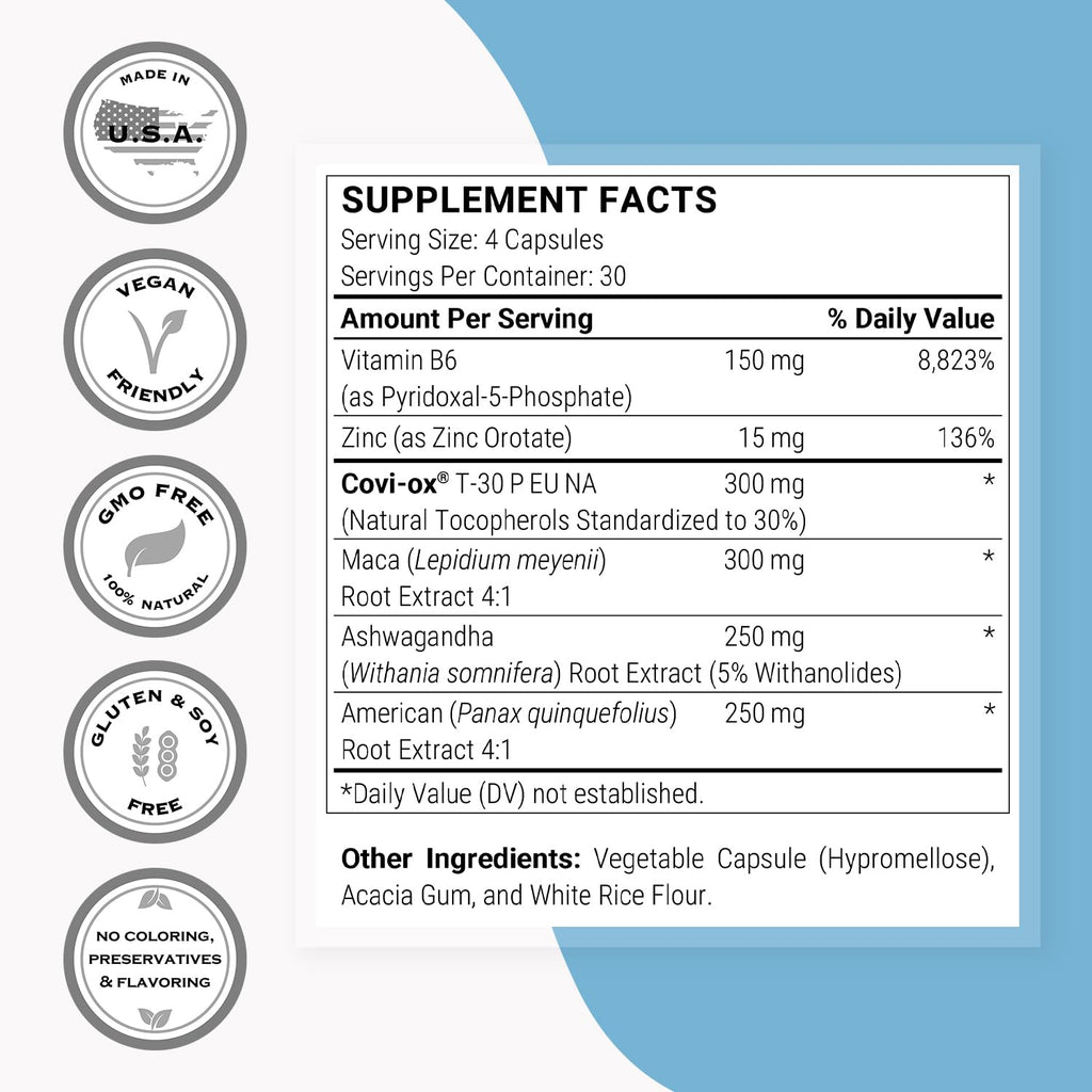 Supersmart - Natural Anti Prolactin Supplement - with p5p Vitamin B6, Mucuna Pruriens, Maca Root, Ashwagandha | Gluten Free - 120 Vegetarian Capsules