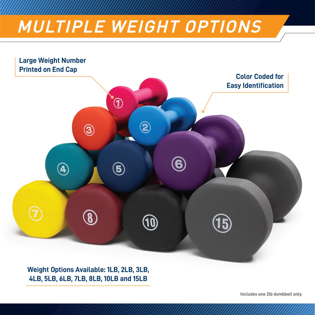 Marcy Neoprene Dumbbell, Single Piece, 2-lb, Azure