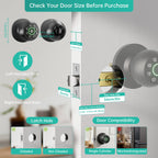 Fingerprint Door Lock - Smart Door Knob, Biometric Door Lock with Keypad Passcode Door Handle for Bedroom Home Office (Black)