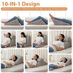 BIEEZZK 3PCS Wedge Pillow Set, Adjustable Wedge Pillow Headboard, Bed Wedge Pillows for Back Pain Relief, Sleeping, Post Surgery, Back Support Pillow for Bed Sitting Up, Snoring, GERD, Grey
