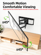 USX Mount Full Motion TV Wall Mount for Most 42-90" TV Holds up to 132lbs