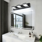 SineRise LED Modern Bathroom Vanity Light Fixtures, Modern Acrylic Bathroom Wall Lighting Fixtures Over Mirror, 3-Light, 24-Inch, Black, White