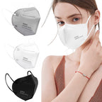 LEMENT 50PCS KN95 Face Mask 5 Layer Breathable with Elastic EarLoops Cup Dust Safety Masks(White,Black,Grey)
