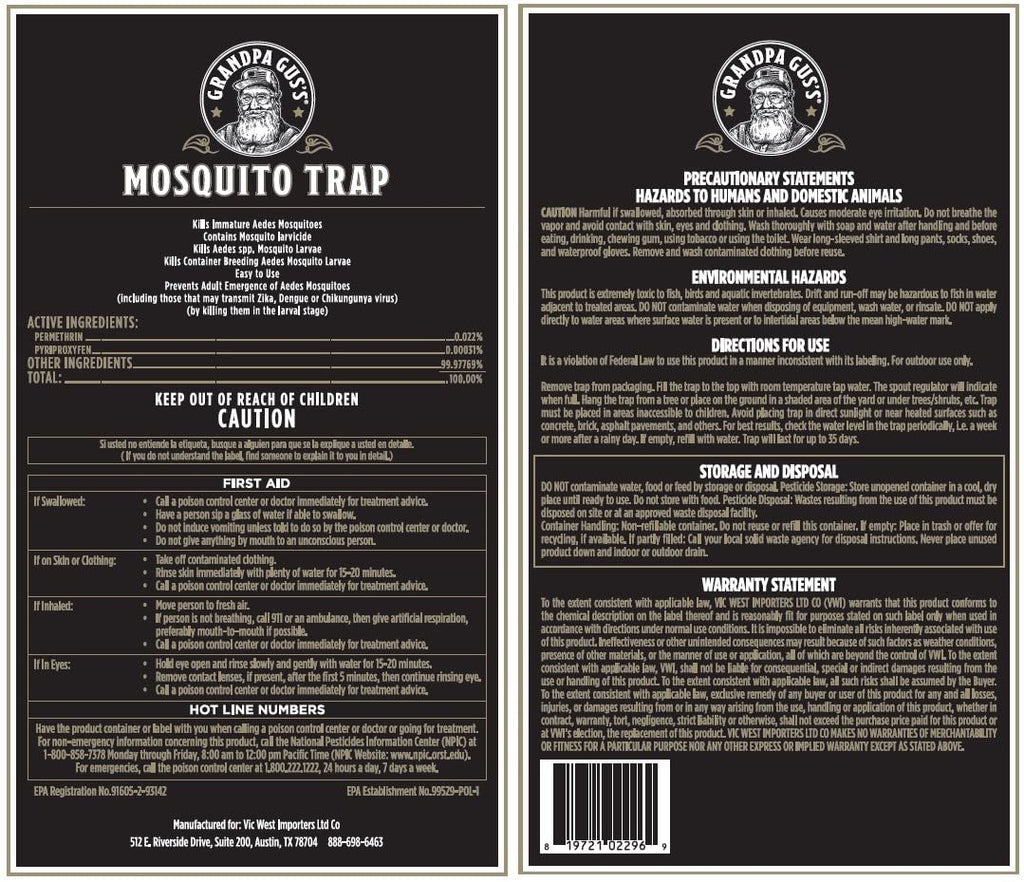 Grandpa Gus's Mosquito Trap and Outdoor Bug Killer - Water-Activated Larvae Control for Backyard, Patio, and Garden - Up to 35 Days & 1,500 Sq Ft of Protection Per Trap, 2 Pack