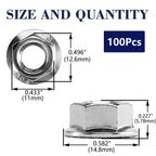 1/4-20 Serrated Flange Hex Lock Nuts 100Pcs 304 Stainless Steel 18-8, Full Thread, Hex Drive, Bright Finish by SG TZH