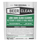 BEER CLEAN 990224 Low Suds Glass Cleaner, Restaurant Barware & Glassware Cleaner for Auto Brush, Powder Packets, 0.5-Ounce (Pack of 100)