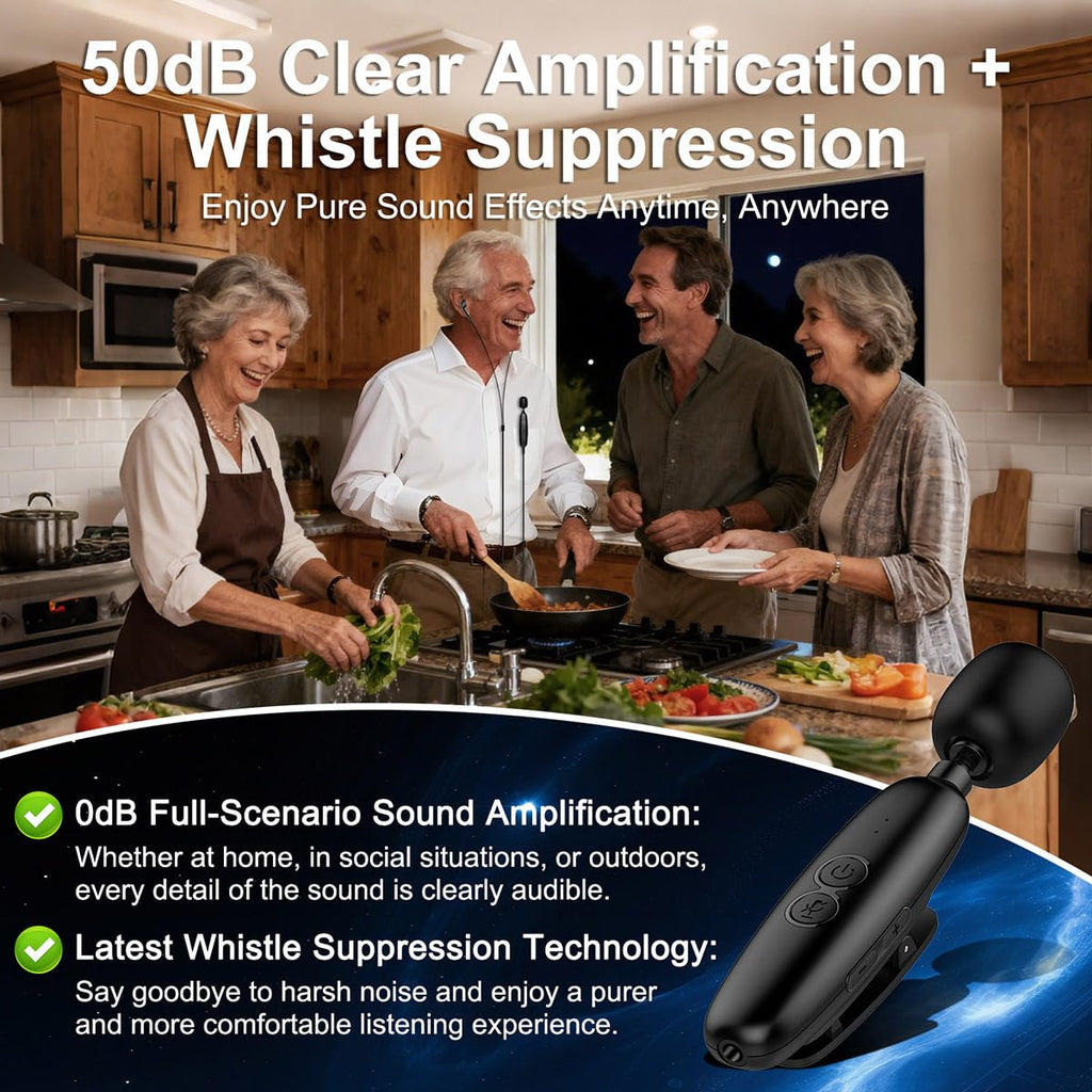IceHeat Sound Amplifier for Seniors, Features Automatic Noise Reduction to Enhance Voices, Howling Suppression, Instant on-and-use Operation, and 7-Button Volume Adjustment
