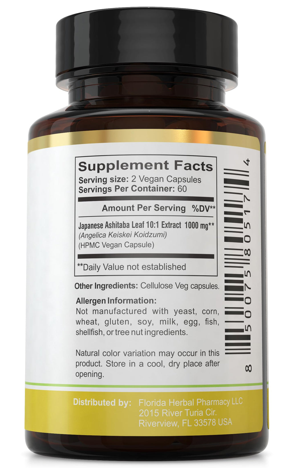 Florida Herbal Pharmacy, Japanese Ashitaba Leaf Extract Capsules 10:1 (120 Capsules) Two Months Supply