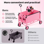 HOMBETTA 29.3" Collapsible Wagon Cart, 150L Heavy Duty Folding Utility Wagon with Wheels, 260 lbs Load, Portable Rolling Cart for Garden, Shopping, Sports, Camping, Pink