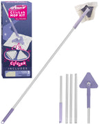 ClicLak Wall Cleaner Mop, Instantly Attach & Remove Cloth Touch-Free, Triangular Clamp Clip Ceiling Cleaning Duster with 67 Inches Handle, 5 Dry Cloths for Walls, Window, Floor, Baseboard