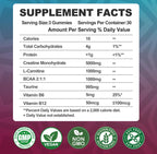 Creatine Monohydrate 8000mg Gummies with BCAA, L-Carnitine, Taurine & Vitamin B12 - Pre Workout Supplement for Muscle Growth, Strength & Energy, Multi-Flavor Chewable Gummies, 180 Count for Men Women