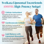 Svaiketa Liposomal Tocotrienols Supplement 1000mg, Vitamin E, Advanced Formula with 95% Delta-Tocotrienols & 5% Gamma-Tocotrienols - 60 Softgels (2 Bottles)