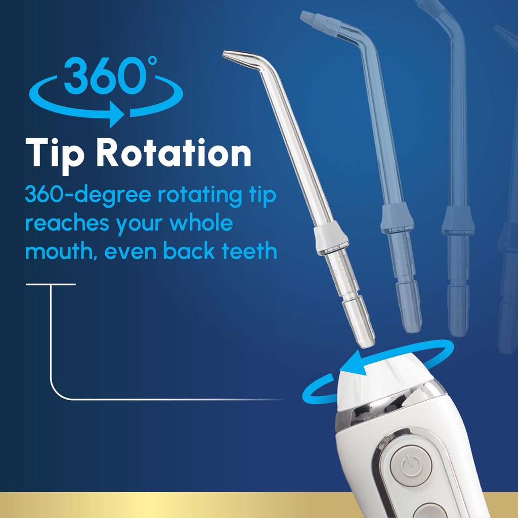 Waterpik Cordless Advanced 2.0 Water Flosser For Teeth, Gums, Braces, Dental Care With Travel Bag and 4 Tips, ADA Accepted, Rechargeable, Portable, and Waterproof, White WP-580, Packaging May Vary